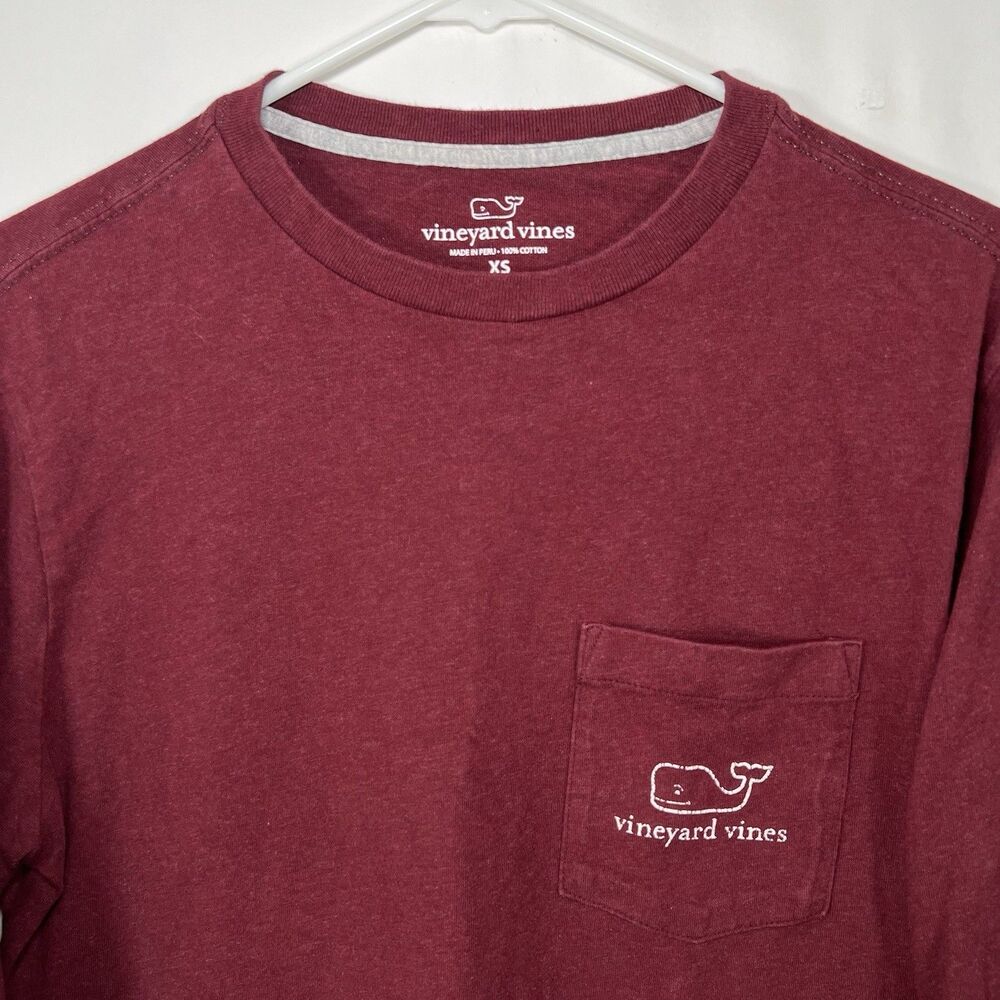Vineyard Vines Long Sleeve T Shirt Mens Size XS Extra Small Maroon Red Whale - Picture 2 of 9